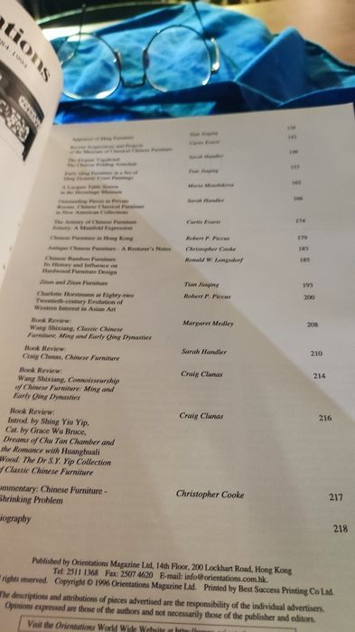 Chinese Furniture - Selected Articles from Orientations 1984 a 1994