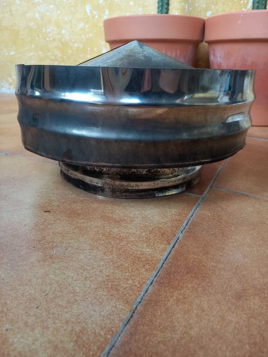 Chapéu com aba inox D200 chaminé