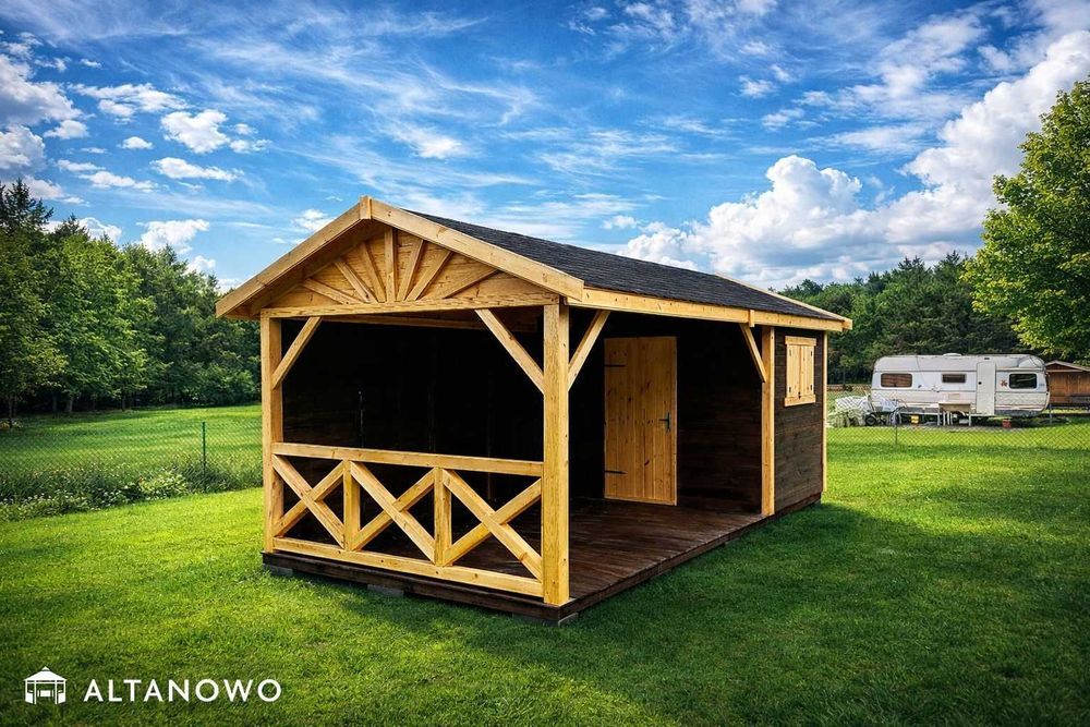 Domek drewniany ogrodowy z altaną bez pozwolenia Rod