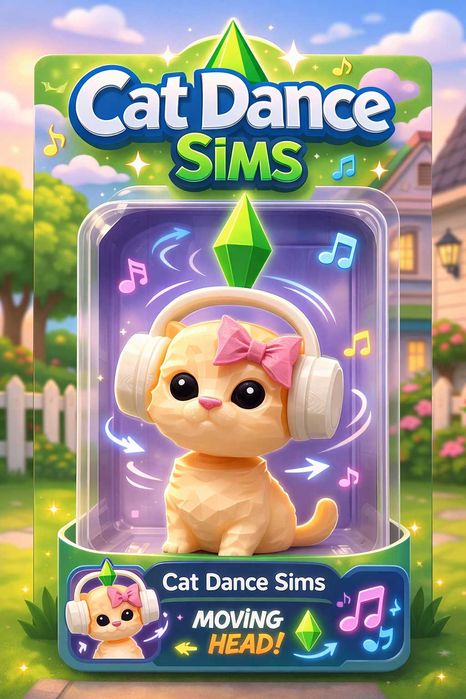 Кіт / Котик у навушниках з Sims / Сімс з хитаючою головою (Dance Cat)
