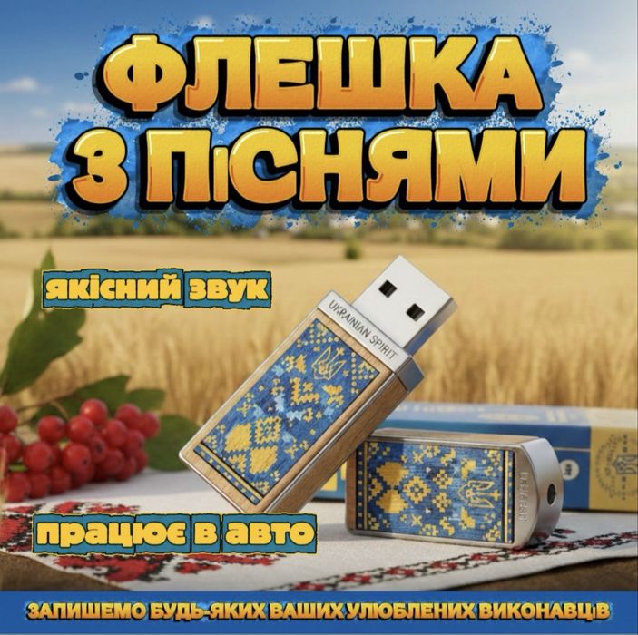 USB флешка 16 Gb  1000-1500 треків найкращих хітів
