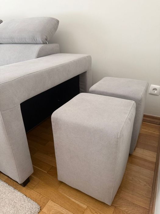 Sofá chaise cinza retrátil