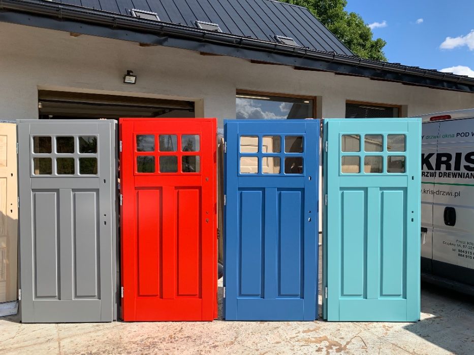 Drzwi zewnętrzne drewniane KRIS  dowolny kolor ral ncs  CAŁA POLSKA