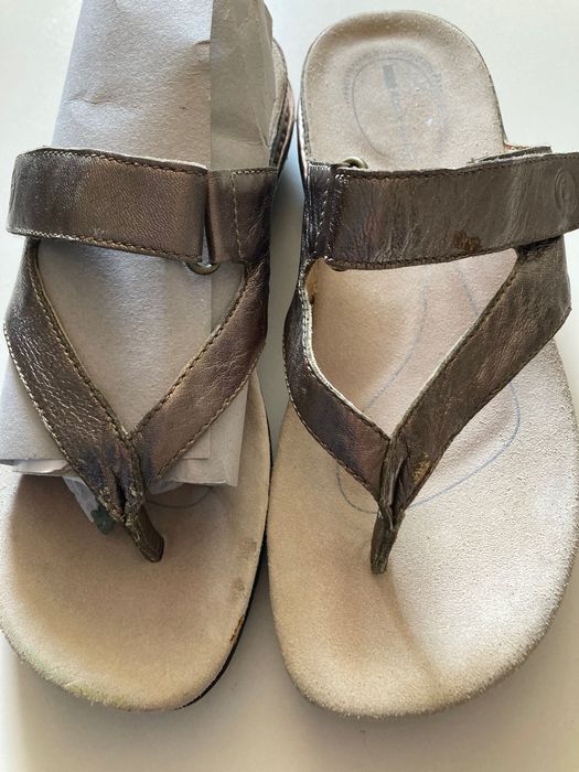 Klapki zdrowotne złote skóra naturalna rozm 39