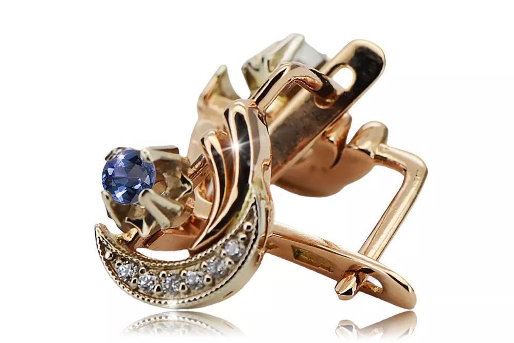 Kolczyki z brylantami aleksandrytami 14k różowego złota ved093rw-ax P