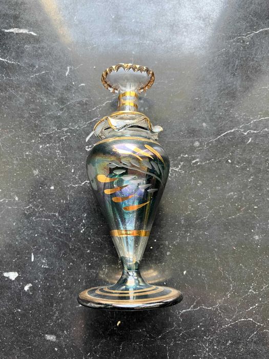 Egipski flakon na perfumy, szkło artystyczne, vintage