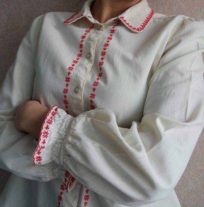 Сорочка вінтажна вишита,блузка вишита,блуза ретро,сорочка полотно
