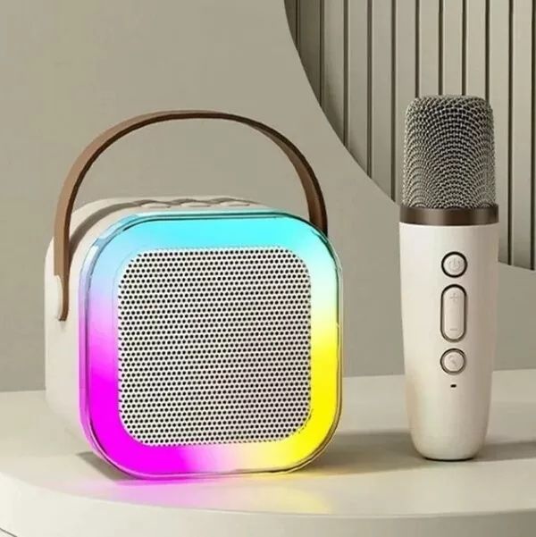 Караоке Світлодіодний бездротовий на 2 Мікрофони, аудіо мікрофон дитяч
