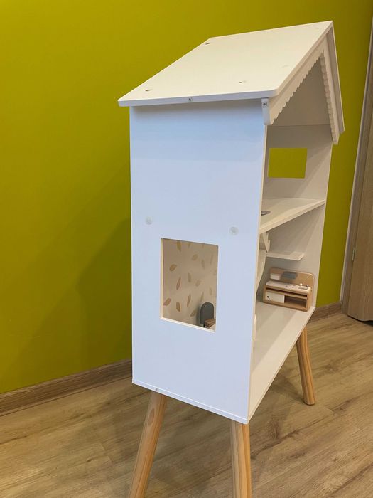 Duży drewniany domek dla lalek 100 cm z mebelkami