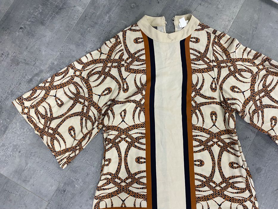 H&M Richard Allan 34 bluzka tunika beżowa wzory