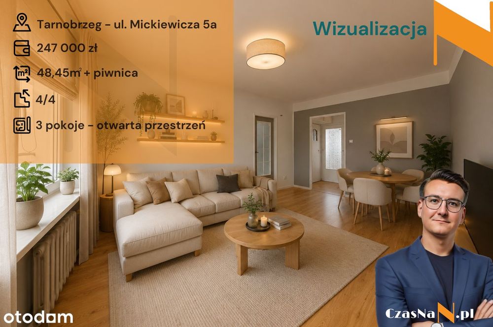 48,45m | 3 pokoje | duży balkon | piętro 4 | Dąbrowskiej 23