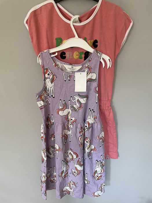 2x sukienka, 128 cm nowa H&M i używana Boboli