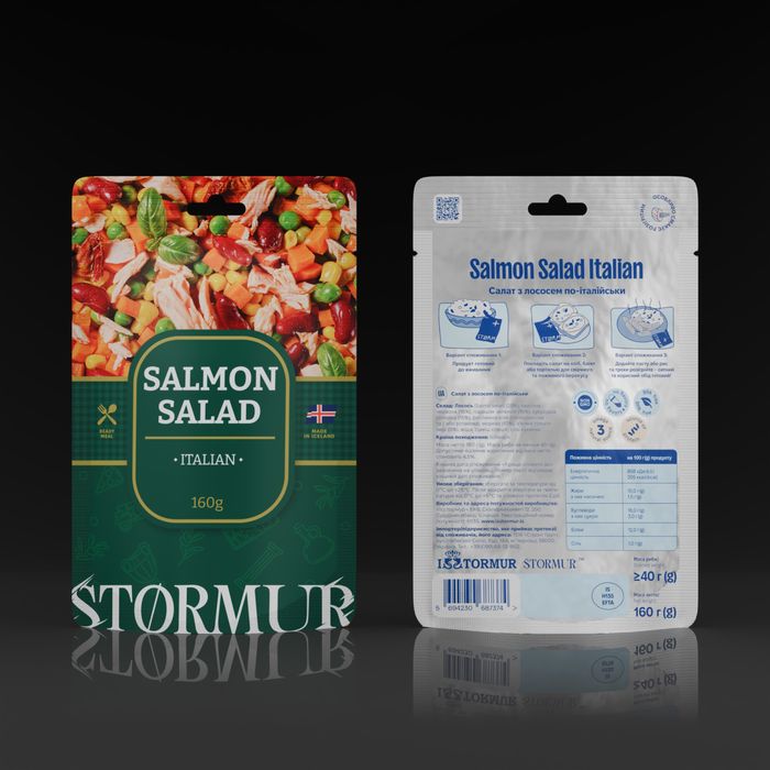 Салат с лососем по-итальянски Stormur Salmon Salad Italian, 160 г (с деревянной ложкой) — Готовое блюдо