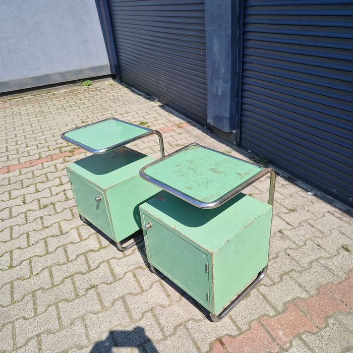 Para szafek- Bauhaus chrom sygnowane Vintage Design