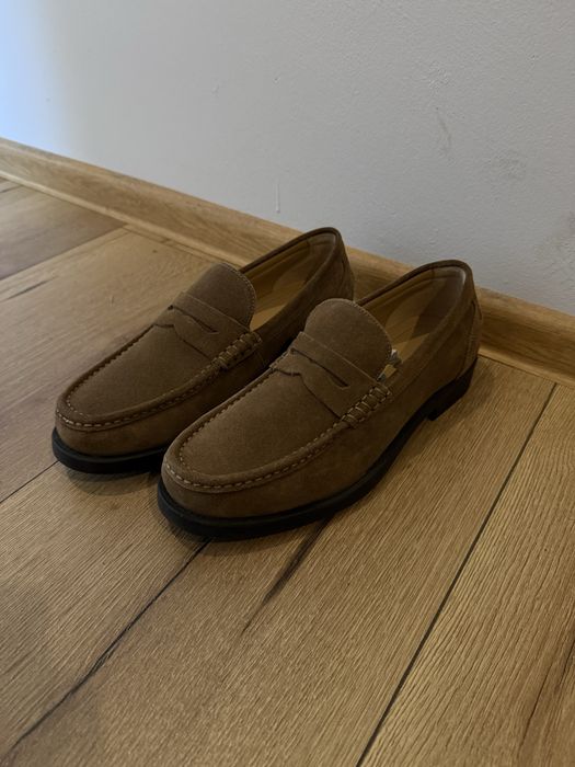 Zara brązowe loafersy męskie zamsz mokasyny 44