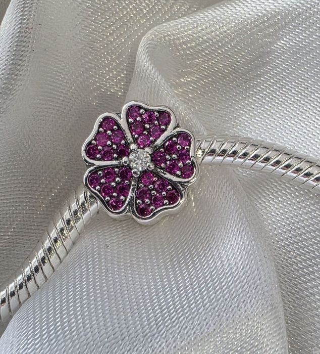 Charms srebrny zawieszka do pandora   kwiat S925