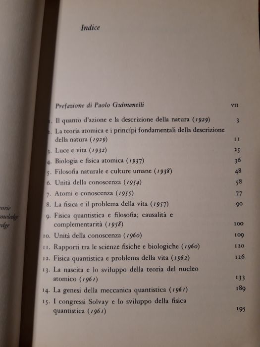 Livro de Niels Bohr: I Quanti e la Vita: Unità della Natura. Unità della Conoscenza