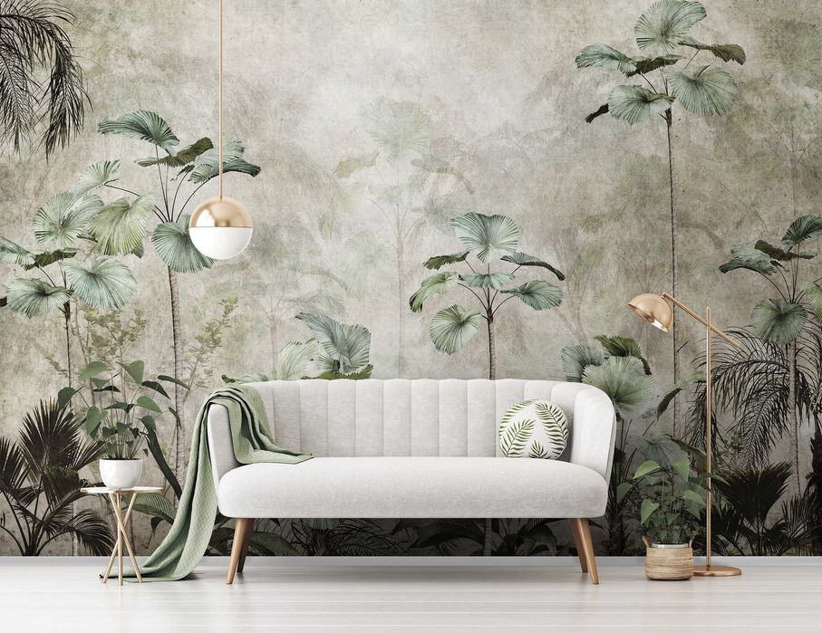 Fototapeta 3D Las Beż Tropikalny Liście Natura Twój Rozmiar + KLEJ