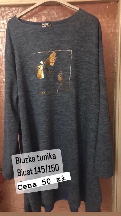 Tunika bluzka kwiaty zlote biust 140/150