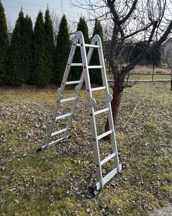 Drabina aluminiowa przegubowa 4x3 - z podestami, wielofunkcyjna 4,4m