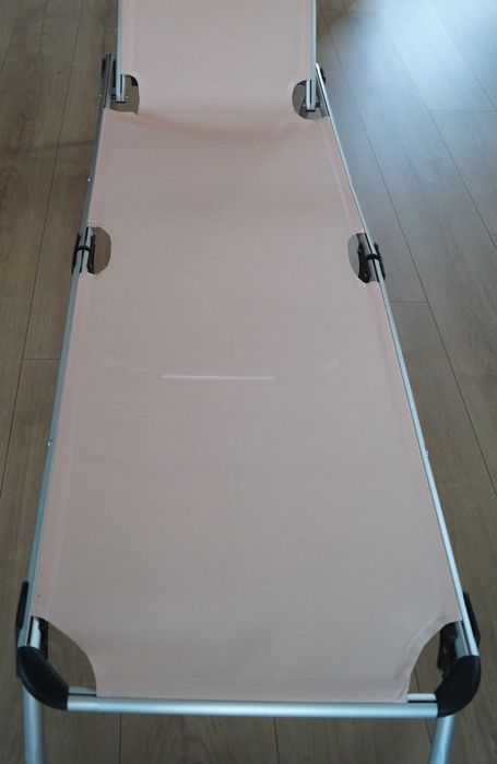 Składany leżak na taras do ogrodu regulowane oparcie poduszka do 120kg