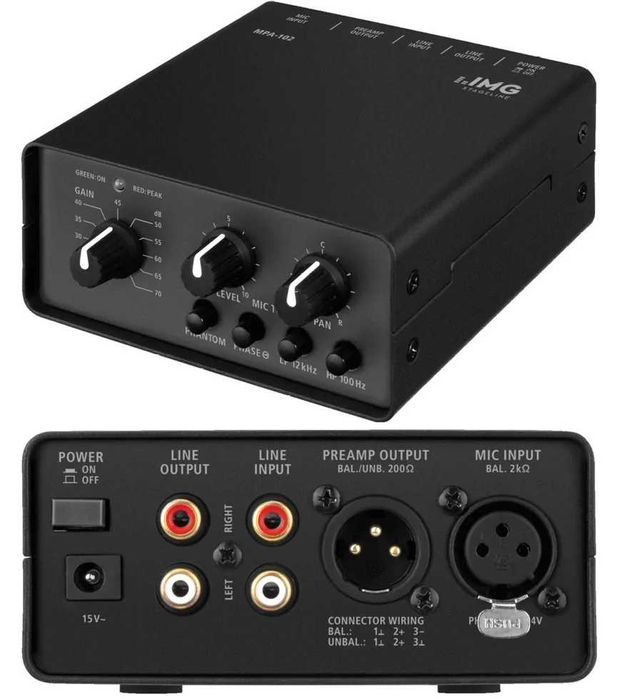 Мікрофонний передпідсилювач Stageline MPA-102. Стан нового 9,9 з 10