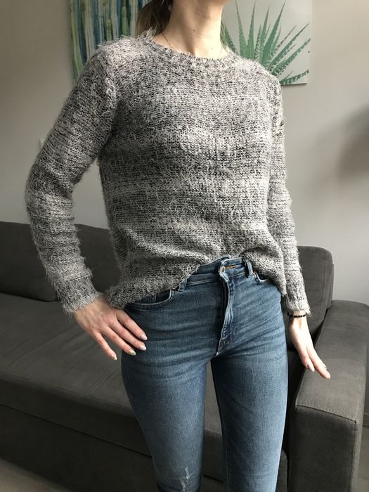 Sweter szary srebrny S