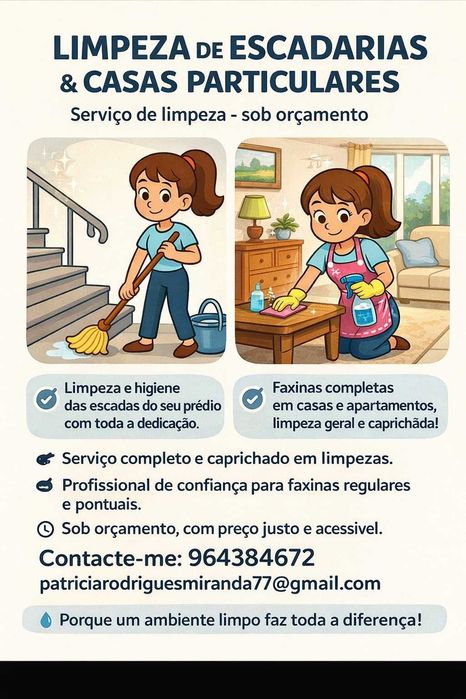 Limpezas escadas e alojamentos locais