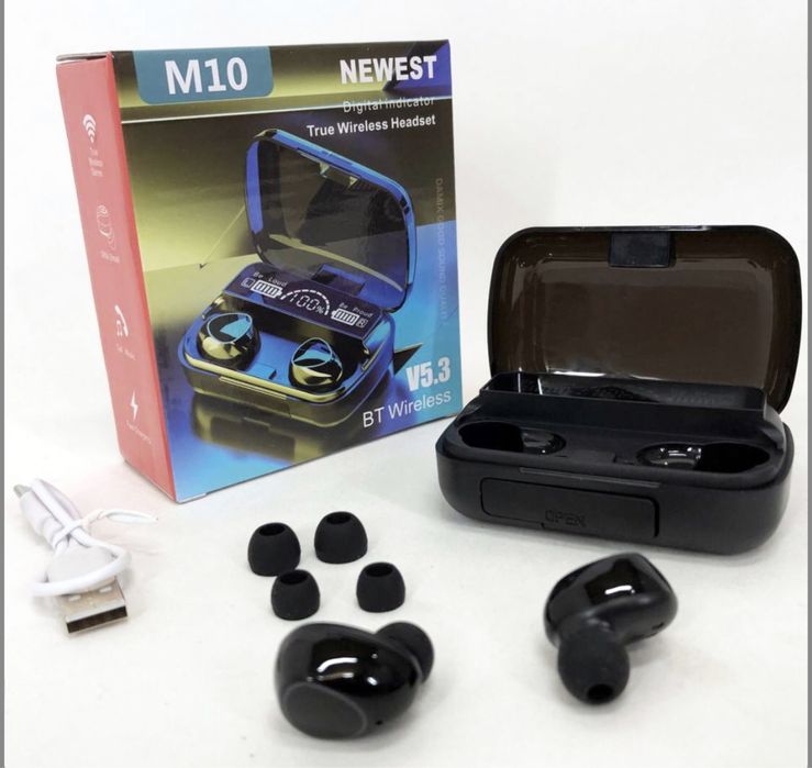 Бездротові навушники M10 з мікрофоном та док станцією-кейсом