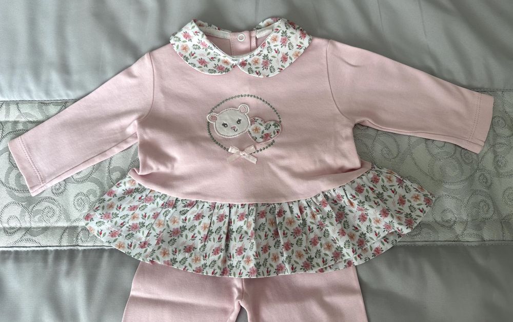 Fato Rosa Flores Bebé 6M NOVO