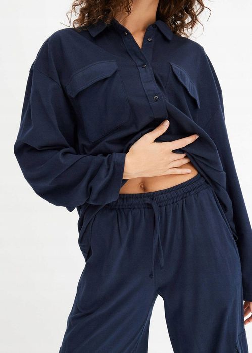 B.P.C piżama damska bluzka i spodnie bawełniane granatowe 44/46.