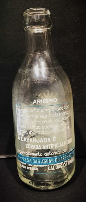 Garrafa antiga dos Refrigerantes Arieiro - Pirogravada - branca 0,25