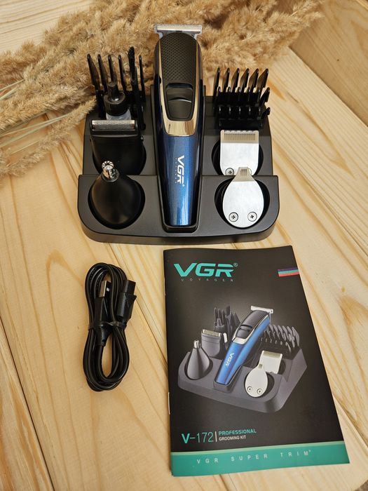 Машинка VGR 172 трімер волос 5в1 бритва для носа бороди триммер