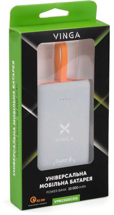 Повербанк Vinga 10000 mAh Dark grey (VPB1SQSCDG)