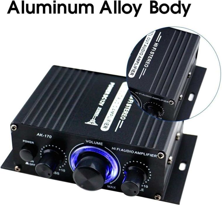 Wzmacniacz 12v 2x200W miniHIFI audio, czarny AK17