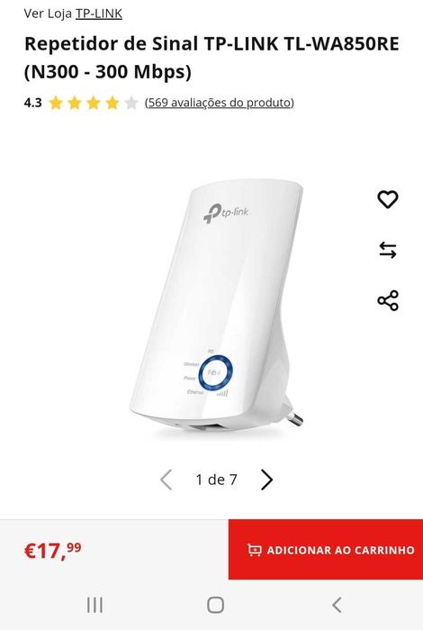 Repetidor de Sinal TP-LINK TL-WA850RE (N300 - 300 Mbps) expansor