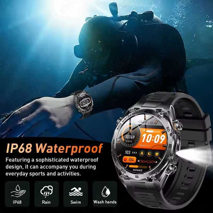 Смарт часы: HARDY AK105 PRO. NFC. 1000mAh. LED-фонарик. UV лампа.