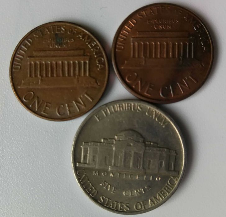 Monety amerykańskie centy 1c i 5c USA