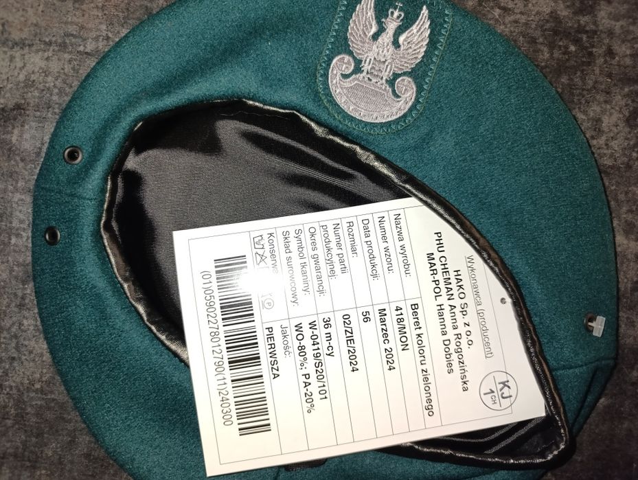 BERET wzór 418/MON zielony HAFT, Rozmiar 56