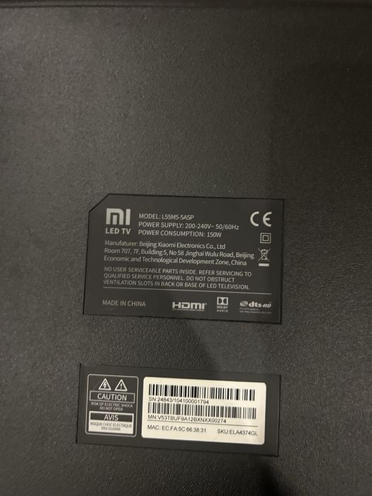 Smart TV Xiaomi 55" UHD 4K L55M5 5ASP + suporte parede
