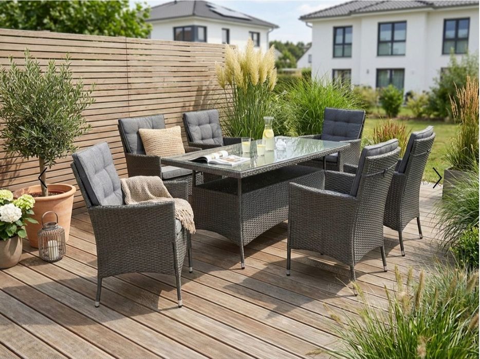 Meble ogrodowe 6 osobowe,grafit/szary.