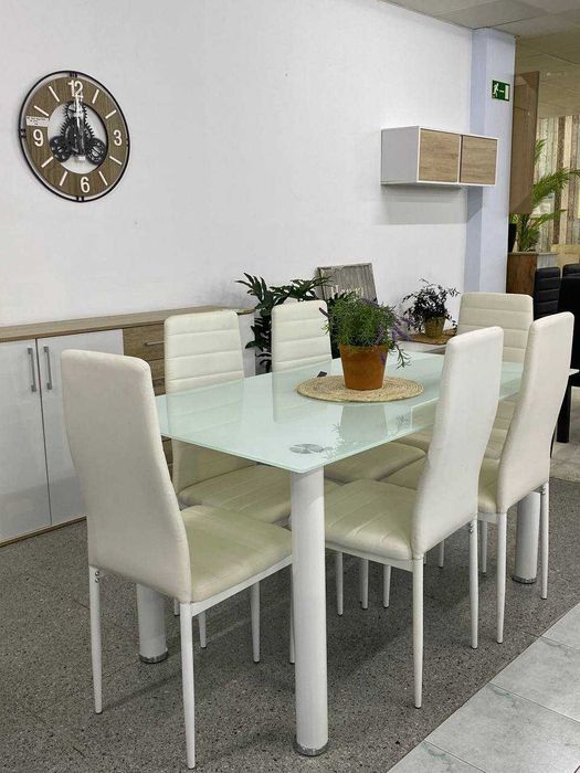 Mesa de jantar em vidro com 6 cadeiras - envió  gratis