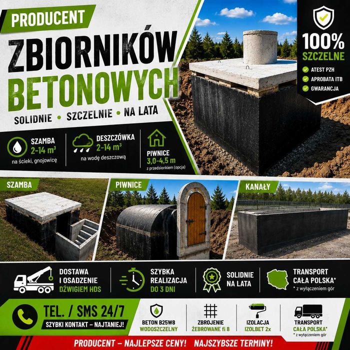 KANAŁ betonowy do warsztatu kanały samochodowe zbiorniki SZAMBO szamba betonowe PIWNICE ziemianka