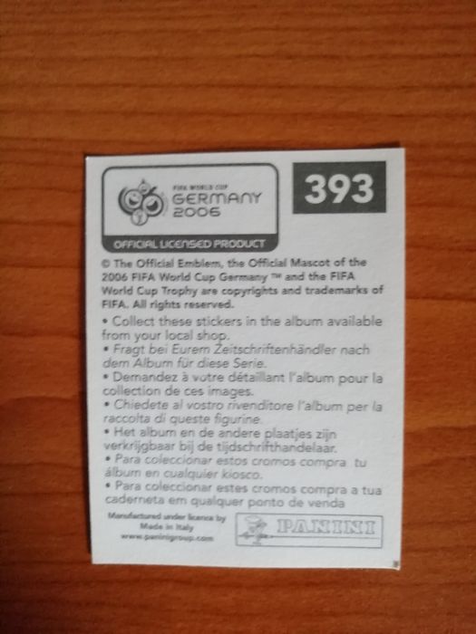 Ronaldinho Cromos Panini do Mundial 2006 Alemanha