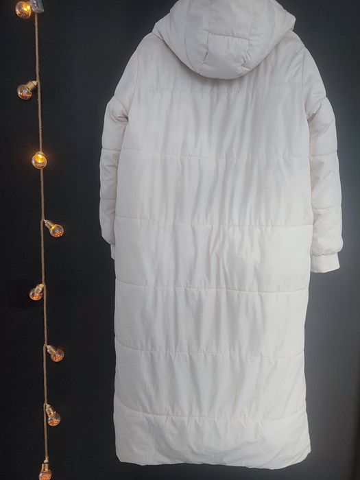 Puffer long jacket długa kurtka beżowa