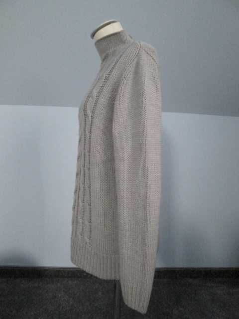Szary pleciony sweter oversize, sweterek basic