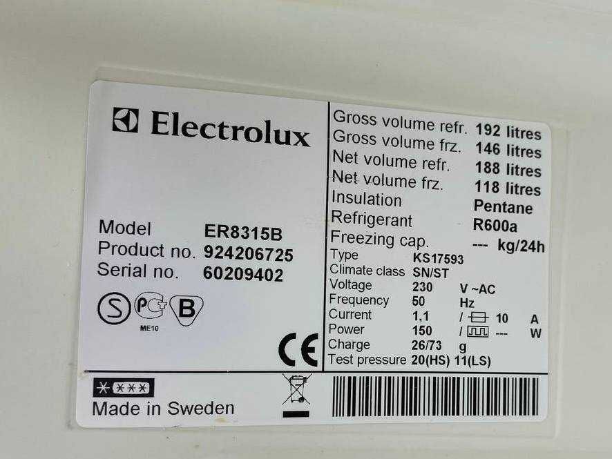 Холодильник б/в Electrolux 175см з Європи (Швеція) #08240