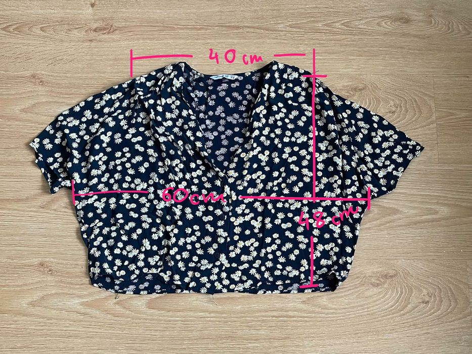 Blusa Crop Top Azul Flores Lefties, M