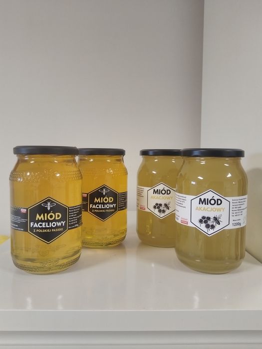 Miód Akacjowy i Faceliowy 4 sztuki po 1200g