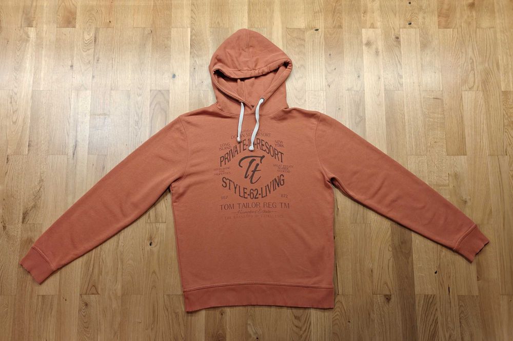Tom Tailor bluza męska z kapturem M 100% bawełna ceglasty hoodie